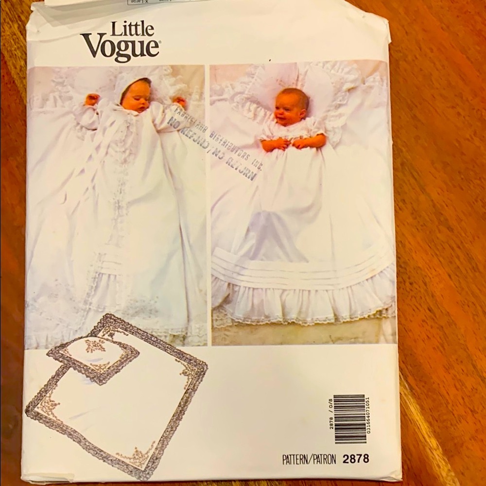 3for$15 bundle Little Vogue Baby Christening Gown sewing Pattern